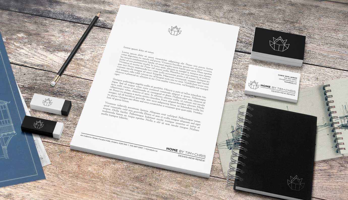 image of Home By Tim + Chris logo and stationery