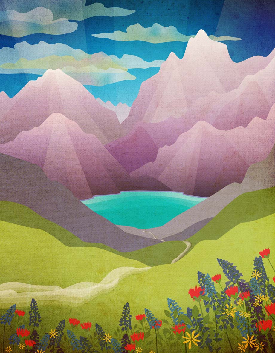 image of Palliser Hotel mountain illustration